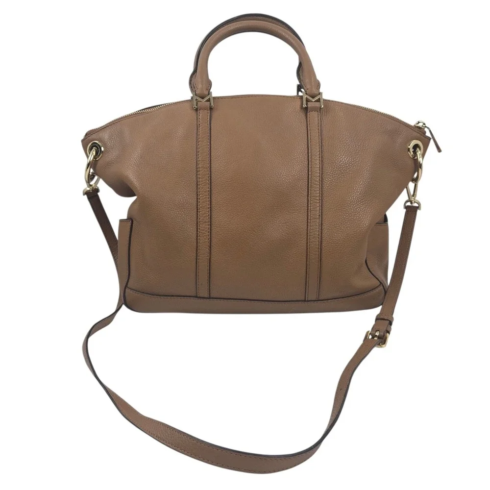 Michael Kors Beckett Satchel Pebbled Leather Brown Large Bag 30T7GBUS3L Acorn